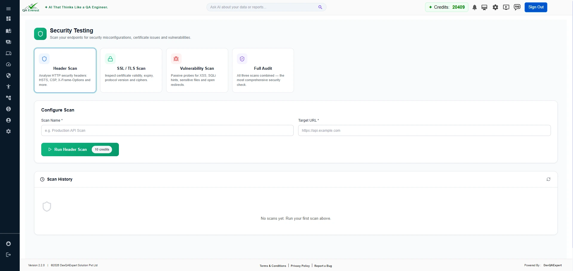 Security Testing scan results