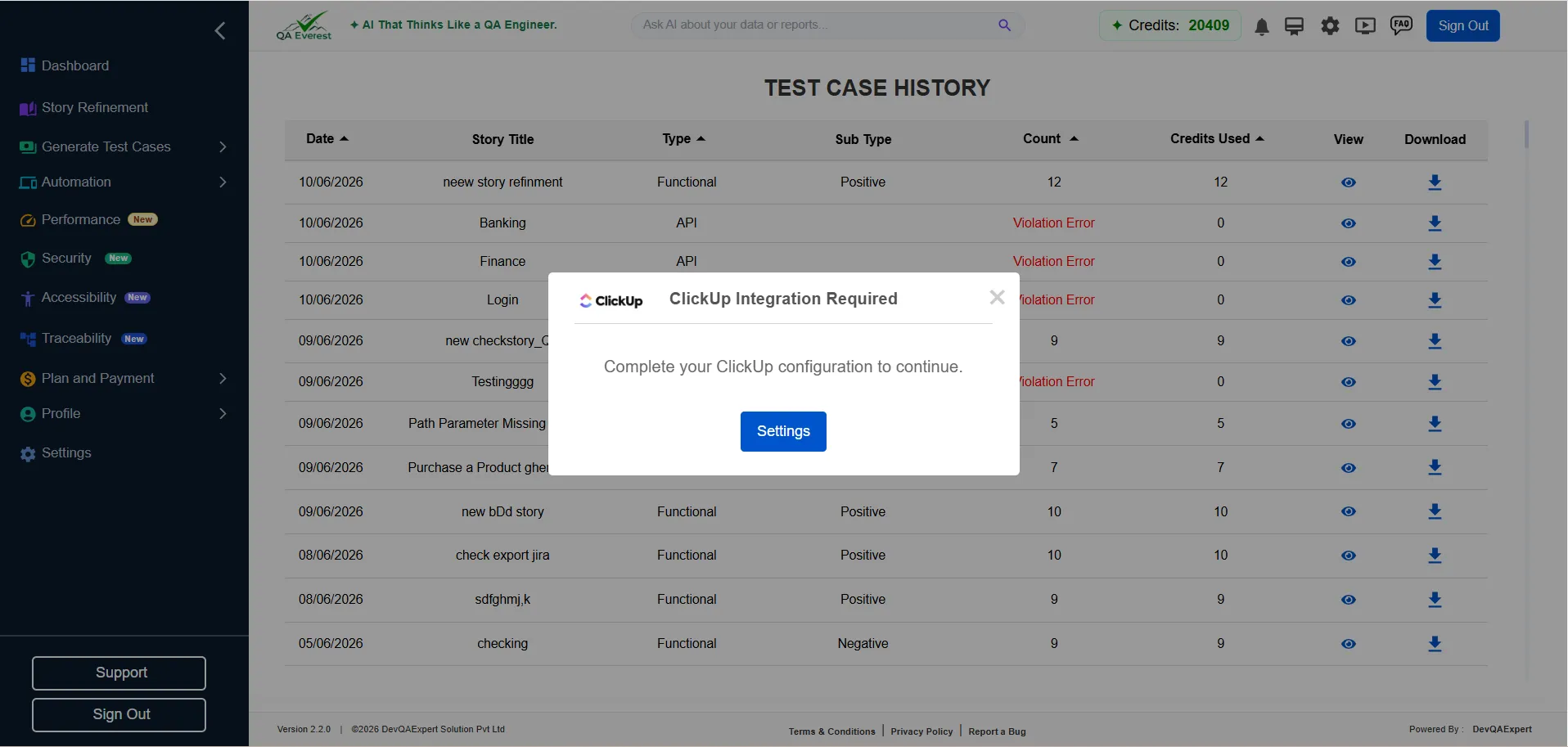 ClickUp project ID configuration screenshot