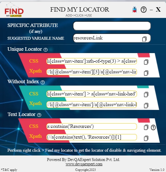 Find My Locator tool